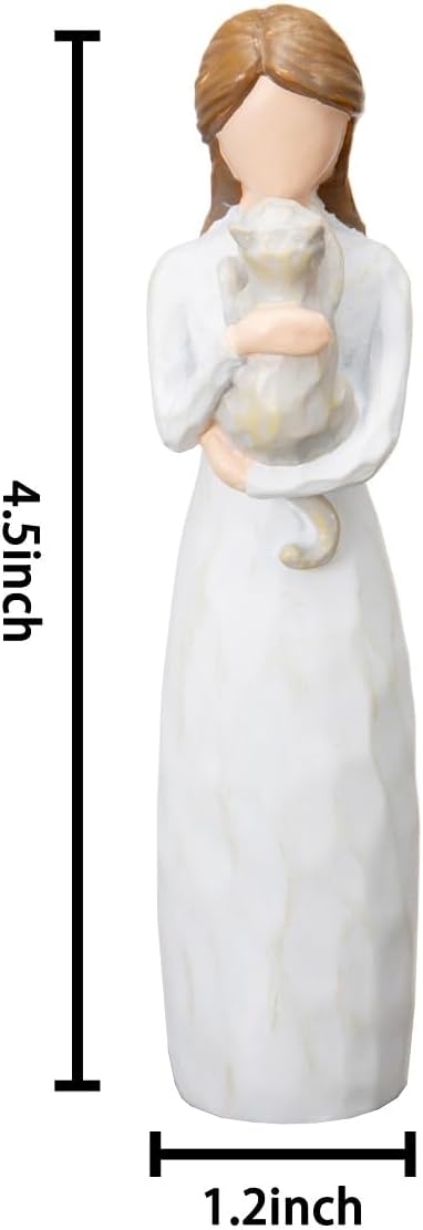 Cat Memorial Gifts for Loss of Cat,Pet Loss Sympathy Gift for Cat Mom,Hand-Painted Angel of Friendship Figurine Statue for Loving Pets and Cat Lovers(Gray)