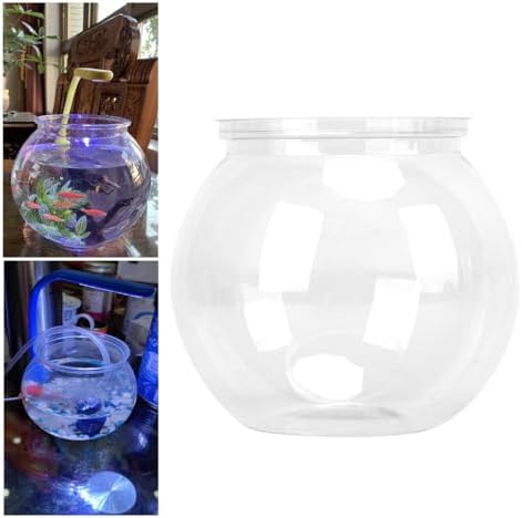 4.9x3.9 Inch Mini Plastic Transparent Fish Bowl Shatterproof Aquarium for Small Fish Desk Decor Tank with High Light Transmittance(S)