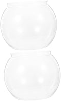 DOITOOL 2pcs Round Plastic Fish Bowls Large Desktop Aquariums for Betta and Goldfish Tabletop Adornment Office Decor