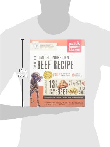 The Honest Kitchen Human Grade Wholemade™ Dehydrated Dog Food, Limited Ingredient Dehydrated Dog Food, Beef, 10 lb (makes 40lbs)