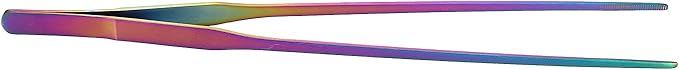 27cm Reptile Feeding Tongs, Rainbow Color Aquarium Tweezers Stainless Steel Fishbowl Long Tweezers, Aquascaping Tools for Hold Worms, Reptiles, Lizards, Bearded Dragon(27cm Straight Clip)