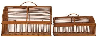 Creative Co-Op DA5278 Two Bamboo Open Weave Bird Cages with Lids and Handles
