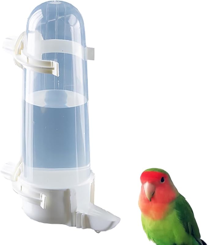 Pet Bird Waterer - 8.45 Fl Oz Automatic Parrot Water Feeder, Suspended Bird Cage Dispenser for Parakeet, Budgie, Cockatiel, Lovebirds, Canary (1Pcs)