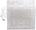 Mini USB LED Aquarium Fish Bowl Plastic Tank with White Light for Desk Tabletop Decor Energy-Saving Office Accent(Transparent)