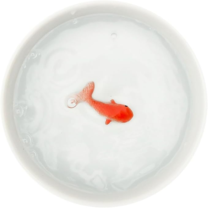 Suck UK Cat Bowls - Fish Bowl - Cat Water Bowl - Funny Animal Accessories - Ceramic Dish - Novelty Pet Supplies - Pets Prank Gift - Animal Owner Gifts - 3D Hand Painted Goldfish - Pet Humor - White