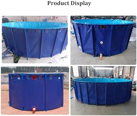 Durable Aquaculture Water Tank with Drain Valve，Aquaculture Water Tank Cistern Steel Frame Multifunction PVC Canvas,Fish Breeding Koi Pool for Garden,Multifunction PVC Canvas Pool for Ponds