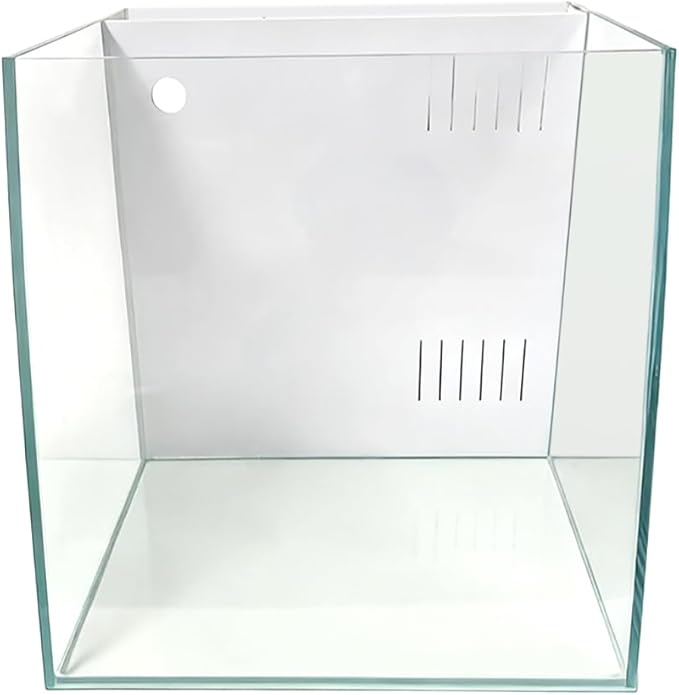 7.5-Gallon Saltwater Aquarium, Fresh Fish Tank, Arc Shape, Ultra Clear Low Iron Glass, Crystal Clear Viewing, Reef Tank with Lid, Filter Media and Pump (White)