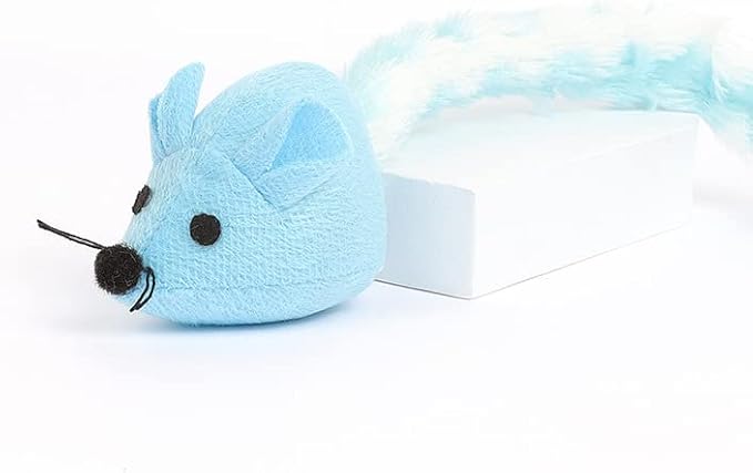 Catnip Mouse Toy, Long Tail Plush Mice for Cats, Interactive Hunting Toy for Indoor Cats, Colorful Soft Cat Toy with Catnip Inside (Blue)