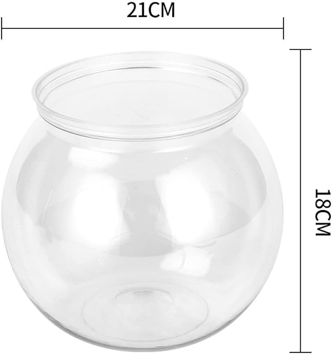 Mini Fish ,Classic Drum Fish Bowl Transparent Plastic Round Bowl Aquarium 360° View of Aquarium Centerpiece or Terrarium 8.27x7 Inch(L)