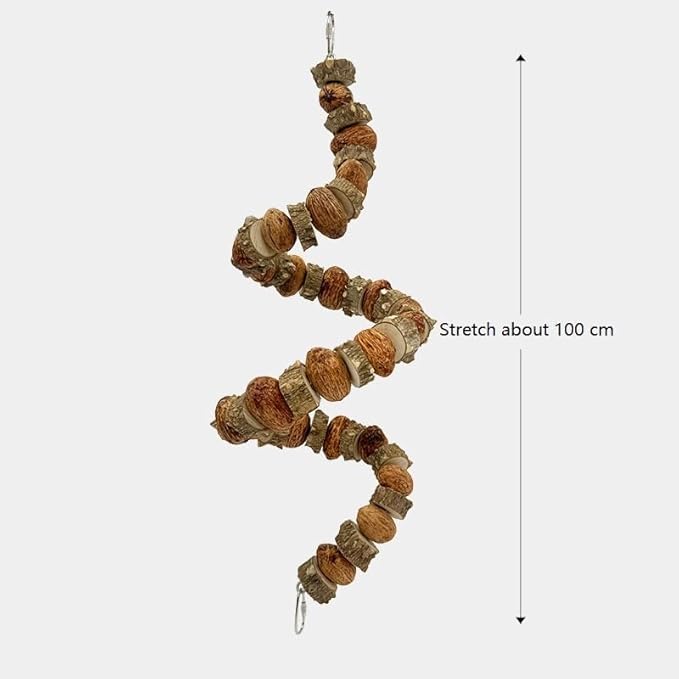 39 Inch Large Bird Toy - Natural Prickly Ash & Mango Wood Parrot Chew Toy for Foraging Enrichment - Hanging Cage Toy for Macaw, African Grey, Cockatoo, Amazon, Conure