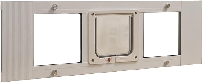 Ideal Pet Products Aluminum Sash Window Pet Door, Adjustable to Fit Window Widths from 33" to 38", Cat Flap 6-1/4” x 6-1/4” Flap Size