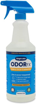 Origin Labs OdorFx Pet Stain and Odor Remover for Pet Stains and Odors, Fragrance Free Rug, Upholstery, and Carpet Cleaner Solution, Probiotics and Enzyme Cleaner Spray No Harsh Chemicals, 32 Fl Oz