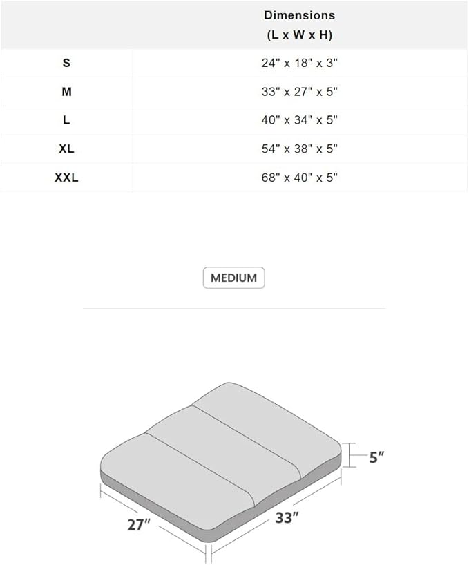 K9 Ballistics Tough Rectangle Pillow Medium Dog Bed - Removable Cover, Washable, Durable & Water Resistant Dog Bed Made for Medium Dogs 33"x27" Blue Quartz