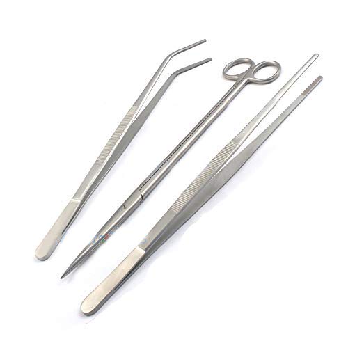 3 in 1 Stainless Steel Long Aquarium Tweezers Scissors Aquatic Tools Set for Tank Plant