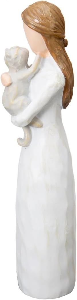 Cat Memorial Gifts for Loss of Cat,Pet Loss Sympathy Gift for Cat Mom,Hand-Painted Angel of Friendship Figurine Statue for Loving Pets and Cat Lovers(Gray)