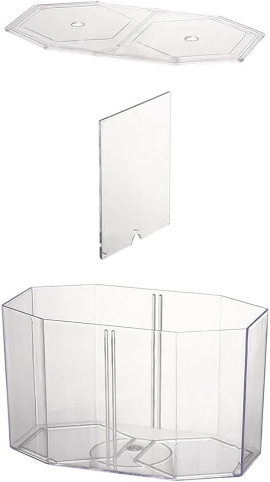 Acrylic Fish Tank Isolation Box with Two Compartments 7.87X4.72X4.33 Inch Clear Octagonal Breeding Tank for Betta and Small Tropical Fish Home Aquarium