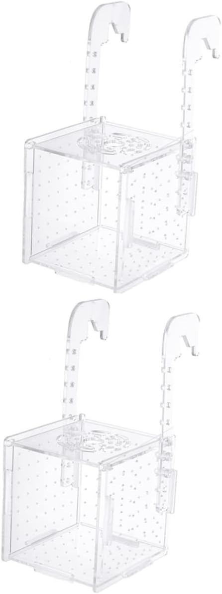 BESPORTBLE 2pcs Fish Tank Breeding Isolation Box Transparent Aquarium Incubator Fish Holder Hook Easy to Clean Safe for Breeding Improves Juvenile Survival Rate