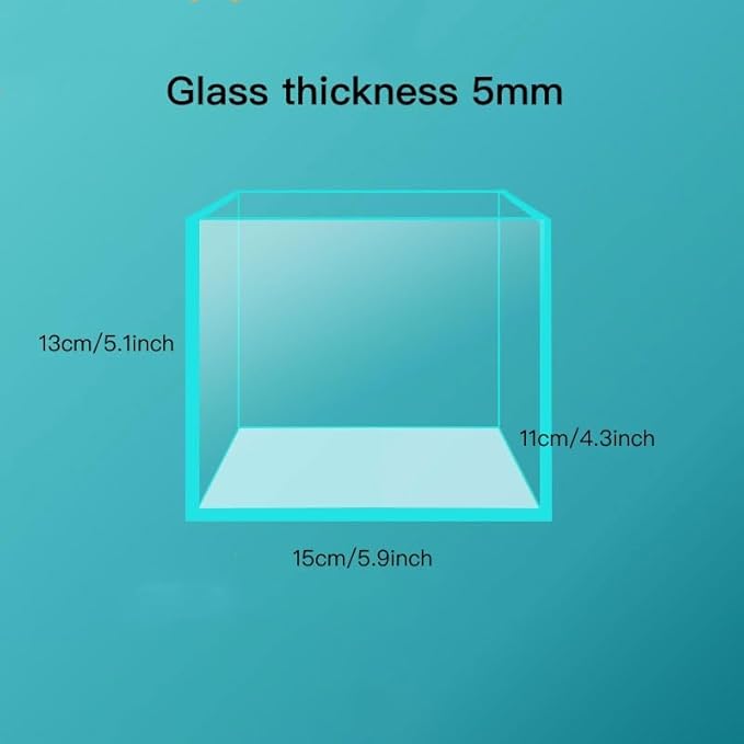 Small Nano Tall Rimless Tank, Glass Fish Tank, Betta Tank (0.7 Gallon, 5.9x4.3x5.1in/15x11x13cm)
