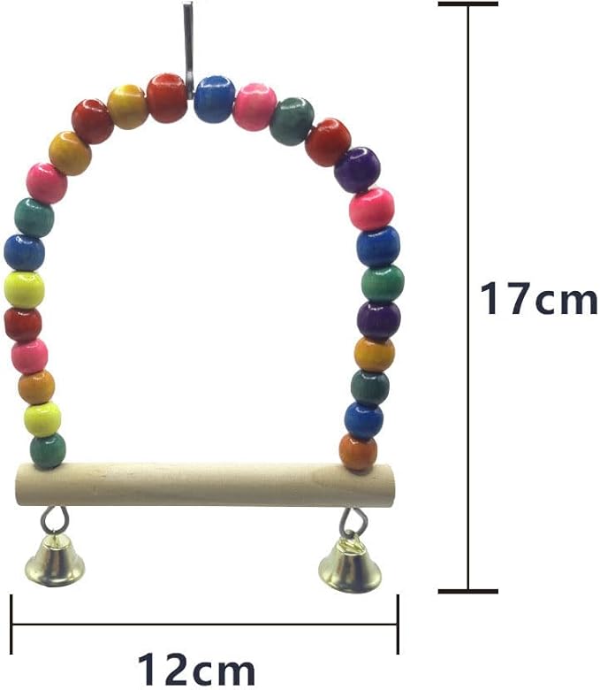 Bird Perch Toys for Parakeets, 360° Silent Free-Spin, Parrot Playground Gym for Cockatiels,Wooden Bird Cage Accessories, Relieve Boredom Anxiety, Natural Wood Activity Center