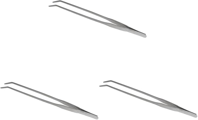 3pcs Curved Tip Aquatic Plant Tweezers Stainless Steel Tongs for Fish Tank Plants Ergonomic Design for Easy Trimming Tool for Aquarists