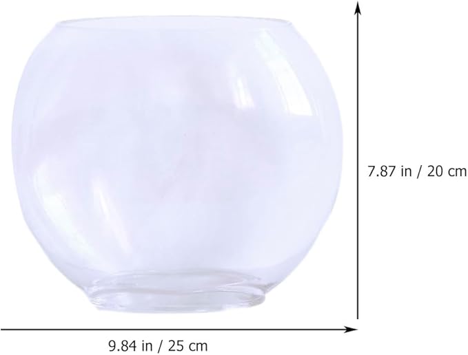 Multi-Function Glass Fish Tank 9.84 Inch Transparent Aquarium Bowl for Home Desktop Office Decor with Fish Accessories