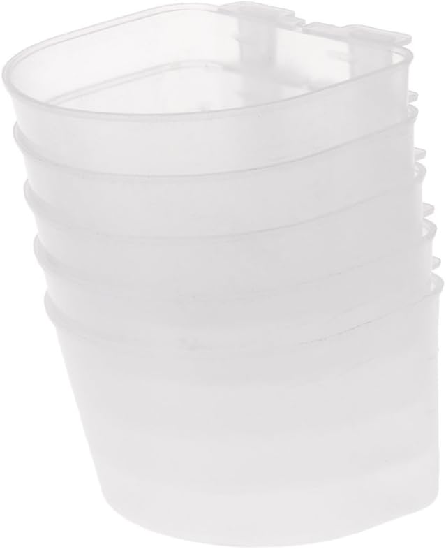5-Piece Parrot Feeding Cups Cage Hanging Plastic Bowl Flat Bottom with Hooks Bird Water Food Dish Feeder Bowls Bird Feeders for Outdoors Hanging Tray