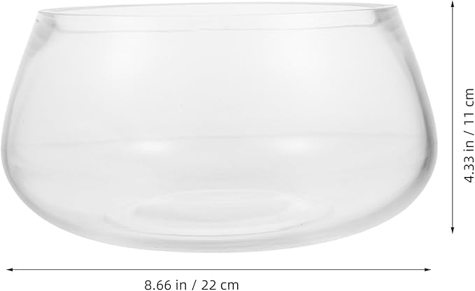 Mikikit Glass Turtle Bowl Fish Tank Thick Small Fish Bowl Hydroponic Planter Desktop Aquarium Suitable for Home Micro Landscape and Aquatic Pets