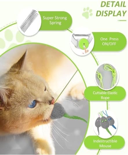 KWV Interactive Cat Toys for Indoor Cats - Automatic Flying Bird Feather Wand Chase Exercise Enrichment Stimulation, Rechargeable Durable Safe Kitten & Adult Cat Electric Hanging Toy for Bored Cats
