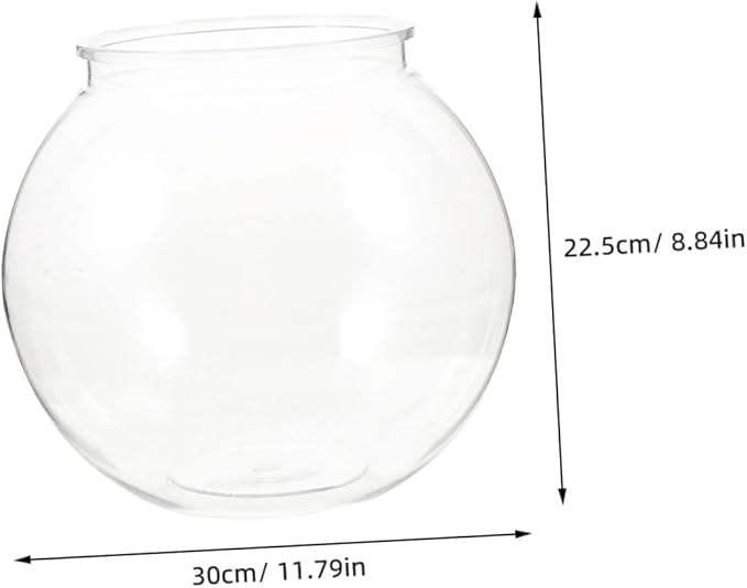 Beaupretty Small Round Fish Bowl Plastic Desktop Fish Tank for Home Office Tabletop Goldfish Aquarium Holder Large 26cm Aquarium