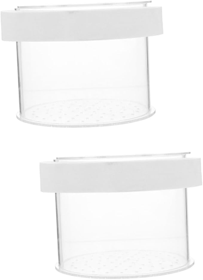 NOLITOY 2pcs Fish Tank Floating Breeding Box Acrylic Isolation Container Openable Lid Water Permeable Design for Small Fish and Shrimp for Aquatic Hatchery