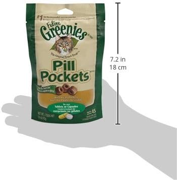 Greenies Feline Pill Pockets for Cats Natural Soft Cat Treats, Salmon Flavor, 1.6 oz. Pouch (45 Treats)