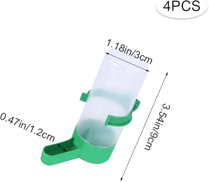 4 Pcs Bird Water Feeders Automatic Bird Drinkers Hanging Bird Water Dispensers for Cage Budgie Cockatiel Canary Lovebirds and Small and Medium Parrots