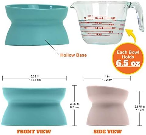 Kitty City Elevated Cat Bowls (Set of 2), Whisker-Friendly Raised Cat Food & Water Dishes, Modern Pedestal Design, Dishwasher Safe, 6.5 oz Each – White & Gray