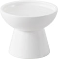 Extra Wide Elevated Ceramic Cat Water Bowl - 6.2" Deeper Dish for Whisker Fatigue Relief, 5" Height for Easy Feeding, Lead & Cadmium Free, Durable Raised Cat Bowls, White