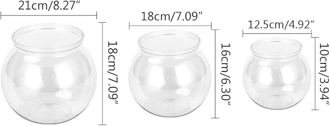 Plastic Fish Bowls Round Aquarium Transparent Fish Keeper Fishbowl One-Piece Construction Shatterproof Starter Kit Clear Round Fish Bowl Plastic