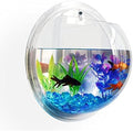 Acrylic Wall Mounted Fish Bowl, Hanging Aquarium Transparent Plastic Bubble Gold & Betta Fish Tank,Round Pot Flower Plant Vase Home Decoration (L: 295mm)