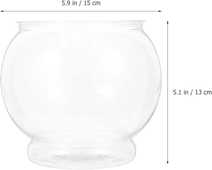 Alipis Desktop Fish Tank Small Round Fish Bowl 5.90X5.90X5.11In Clear Plastic Aquarium for Office Home Decor and