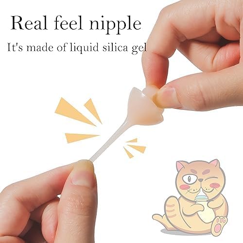 Feeding Nipple and Syringes,Puppy Kitten Nipple for Nursing, Newborn Baby Dog Cat Rabbit Feeding Nipple with Nipples Feeder Kit
