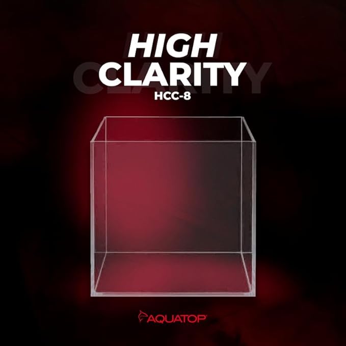 Aquatop High Clarity Low Iron Glass Cube Aquarium, 2.11-Gal – 5mm Thick Glass – Slim Design – Fresh & Saltwater – Desktop Tank with Silicone Sealing