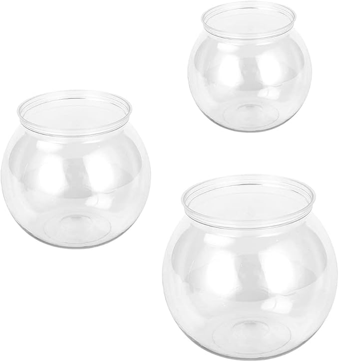 Plastic Fish Bowls Round Aquarium Transparent Fish Keeper Fishbowl One-Piece Construction Shatterproof Starter Kit Clear Round Fish Bowl Plastic
