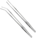 LILYS PET Straight and Bend Stainless Steel Super Thick Tweezers Set,Pliers Aquarium Tool Fish Tank Aquatic Plants Forceps Clip (10.5")