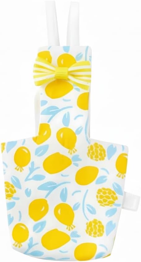 Bird Diaper Carrier Flight Suit Straps, Reusable Training Diaper Set Liners with Hook and Tow Eyes for Parrots and Cockatiels (Yellow LemonV, M)