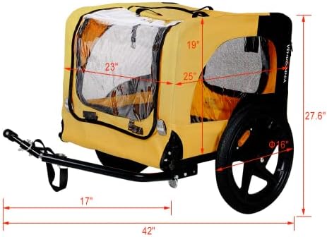 HomVent Dog Bike Trailer - Folding Pet Carrier Wagon with 16 Inch Wheels for Small and Large Dogs