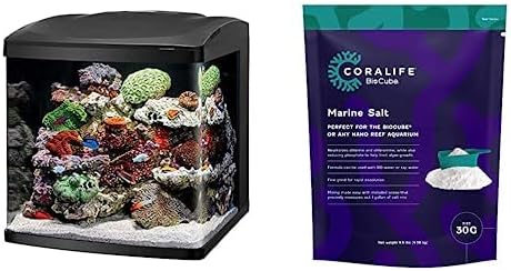 Coralife LED BioCube Aquarium Fish Tank Kit, 32 Gallon + Coralife BioCube Marine Salt, 30 Gallon Bundle