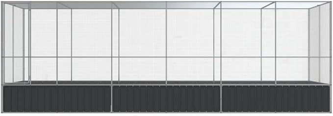 vidaXL Bird Aviary with Extension - 246.1"x81.5"x83.5" Galvanized Steel Cage - Lockable Door - Suitable for Birds, Rabbits, and Small Animals - Outdoor/Indoor Use - Silver Color