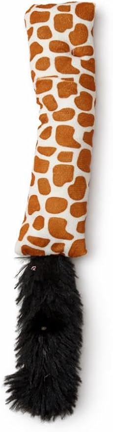 Cat Tail Plushy with Animal Print Patterns, Giraffe and Zebra Design, Soft Plush with Furry Tails, 2 Pack