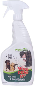 ProVetLogic Who Done It? - Pet Odor Eliminator for Home - Pet Stain Remover for Carpet, Couch, Bed - All Natural Cat & Dog Urine Enzyme Cleaner - Fresh Linen Scent - 32oz Spray Bottle