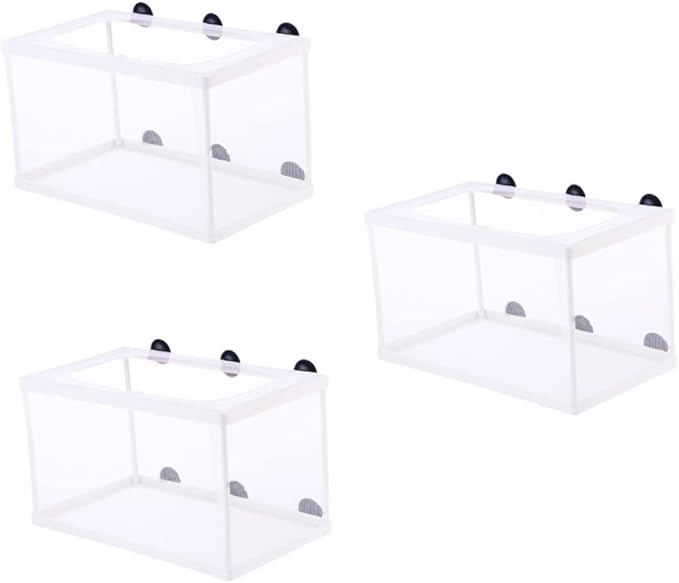 balacoo 3pcs Fish Hatchery Breeding Box Mesh Fish Breeding Tank Aquarium Isolation Box Suction Cup for Easy Install