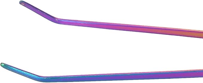 27cm Reptile Feeding Tongs, Rainbow Color Aquarium Tweezers Stainless Steel Fishbowl Long Tweezers, Aquascaping Tools for Hold Worms, Reptiles, Lizards, Bearded Dragon(27cm Curved Clip)