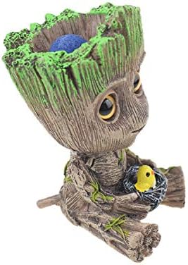 TEEMO Aquarium Groot Air Bubbler Decorations, Air Bubbler Resin Brown Decorations for Fish Tank.